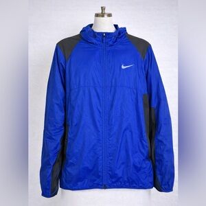 Nike Golf Windbreaker Jacket Men’s Large Blue Black Hooded Full Zip